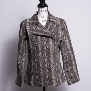 Vintage DG2 by Diane Gilman Brown Snake Print Denim Jacket, Size M